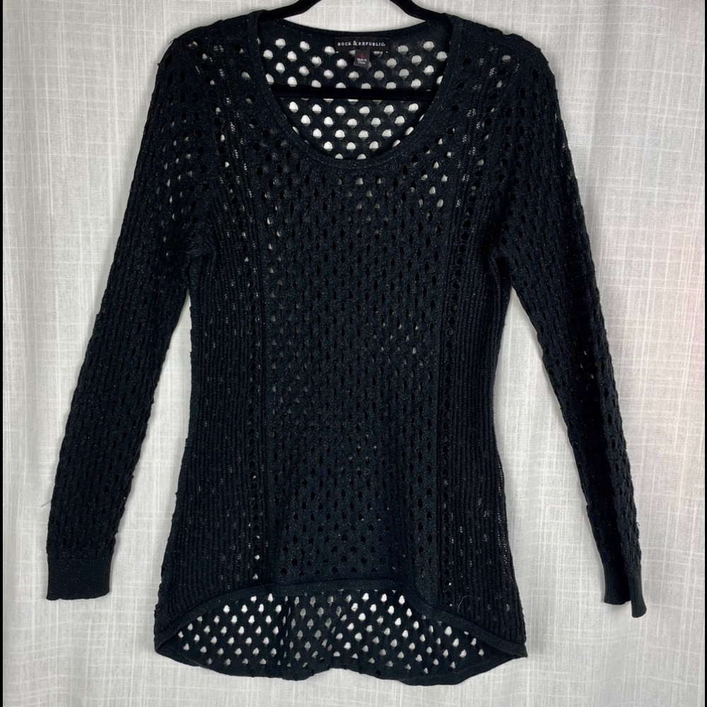 Rock & Republic black pullover sweater sz L B42